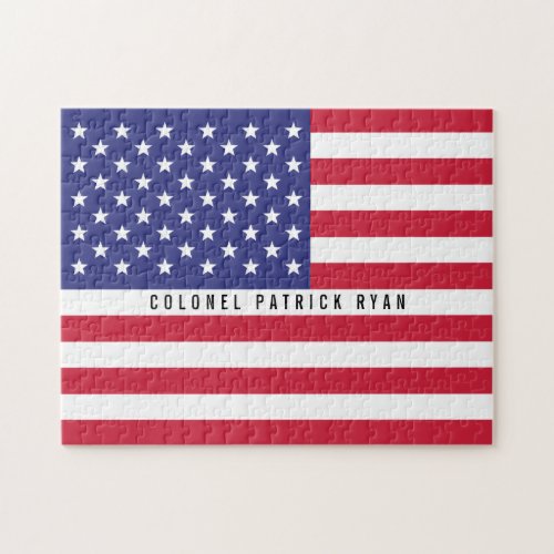 American Flag Stars Stripes Patriotic Monogram Jigsaw Puzzle