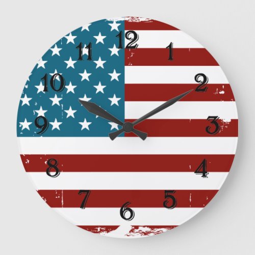 American Flag stars stripes red white blue Large Clock