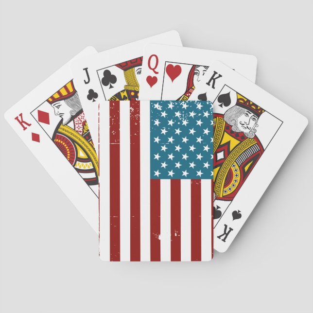 American Flag stars stripes red white blue Poker Cards (Back)