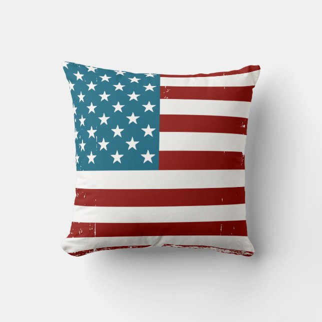 American Flag stars stripes red white blue Throw Pillow (Front)