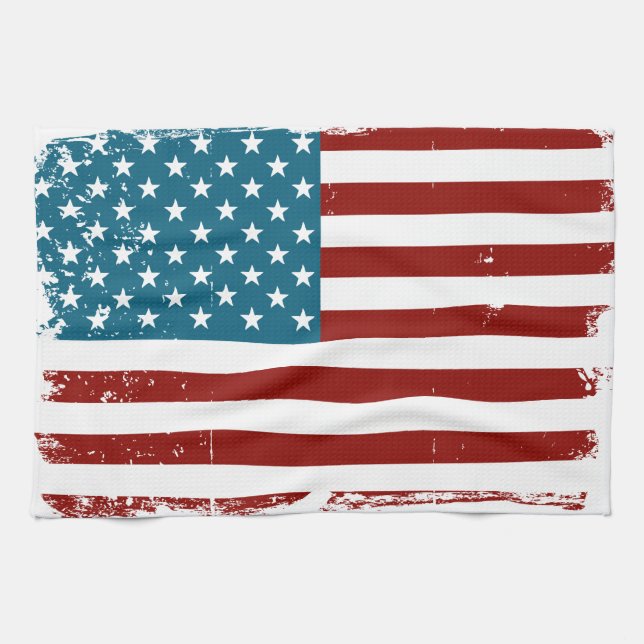 American Flag stars stripes red white blue Towel (Horizontal)