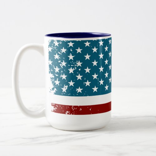 American Flag stars stripes red white blue Two_Tone Coffee Mug