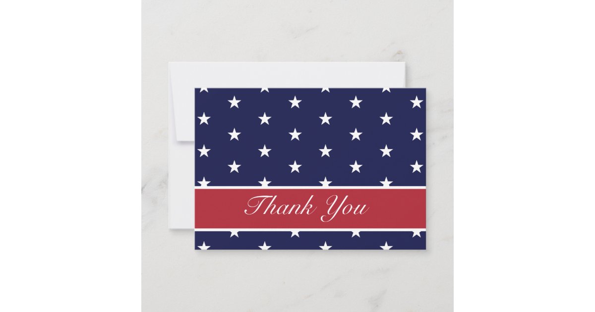 American Flag Stars Thank You Note Cards | Zazzle