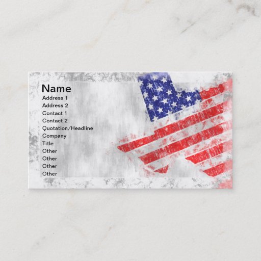 Customizable American Flag State of Texas Business Cards