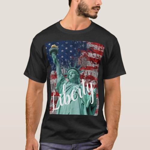 American Flag Statue of Liberty Patriotic  T_Shirt