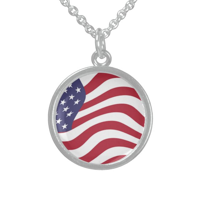 AMERICAN FLAG STERLING SILVER NECKLACE (Front)