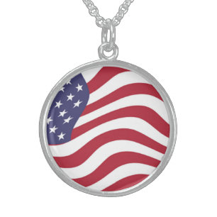 AMERICAN FLAG STERLING SILVER NECKLACE