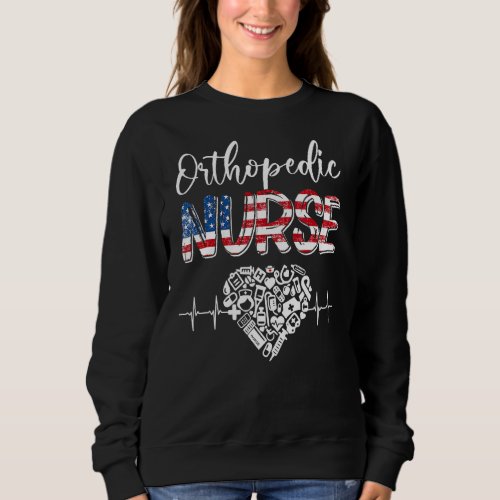 American Flag Stethoscope Orthopedic Nurse Scrub 4 Sweatshirt