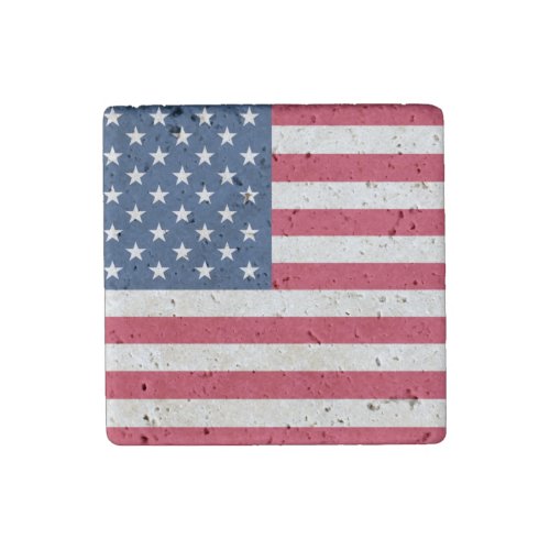 American Flag Stone Magnet USA