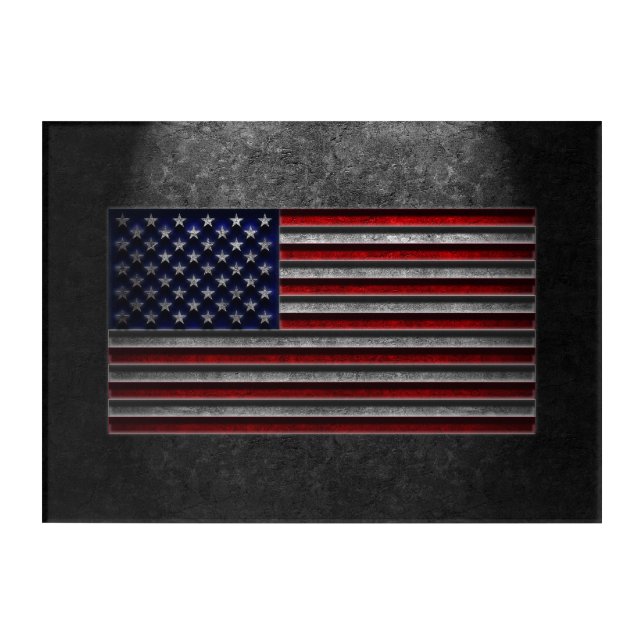 American Flag Stone Texture Acrylic Print (Front)