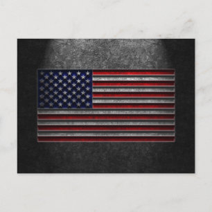 American Flag Stone Texture Announcement Postcard