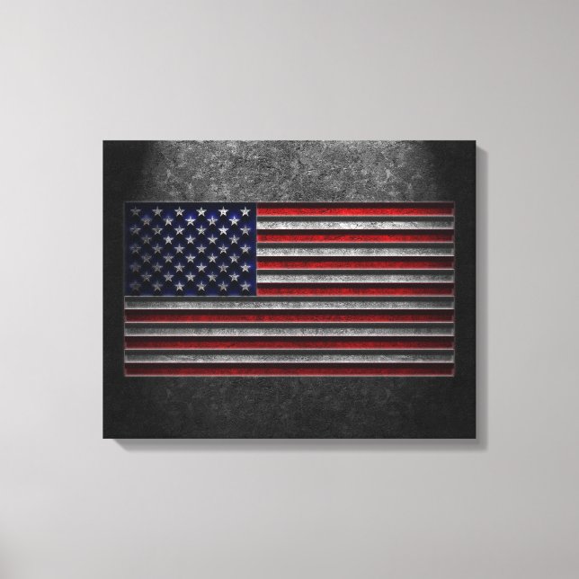 American Flag Stone Texture Canvas Print (Front)