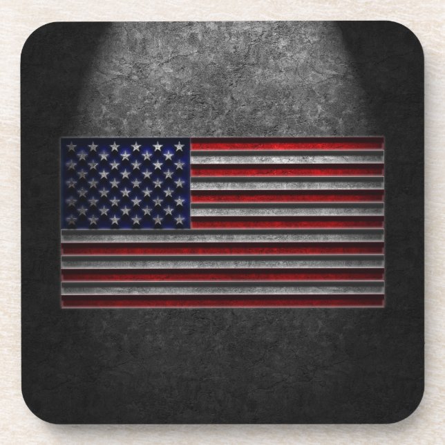 American Flag Stone Texture Drink Coaster (Front)