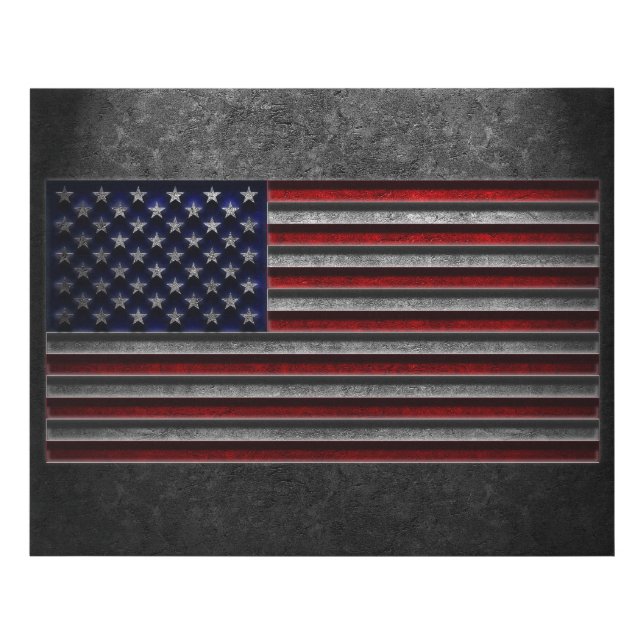 American Flag Stone Texture Faux Canvas Print (Front)