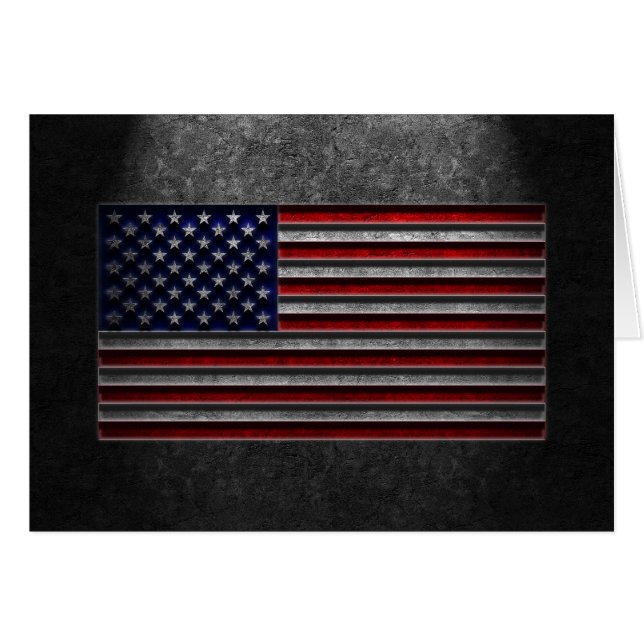 American Flag Stone Texture Greeting Card (Front Horizontal)