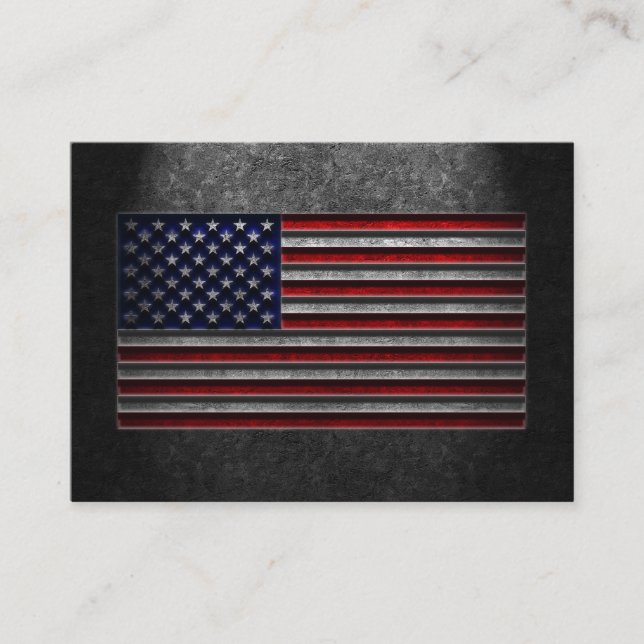 American Flag Stone Texture Place Card (Front)