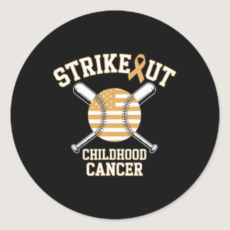 American Flag Strikeout Childhood Cancer Sell  Classic Round Sticker