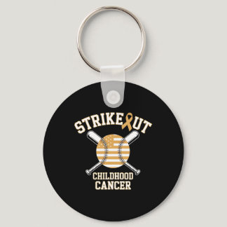 American Flag Strikeout Childhood Cancer Sell  Keychain