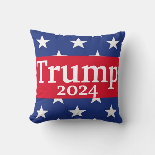 American Flag Style Stars Donald Trump 2024 Throw Pillow