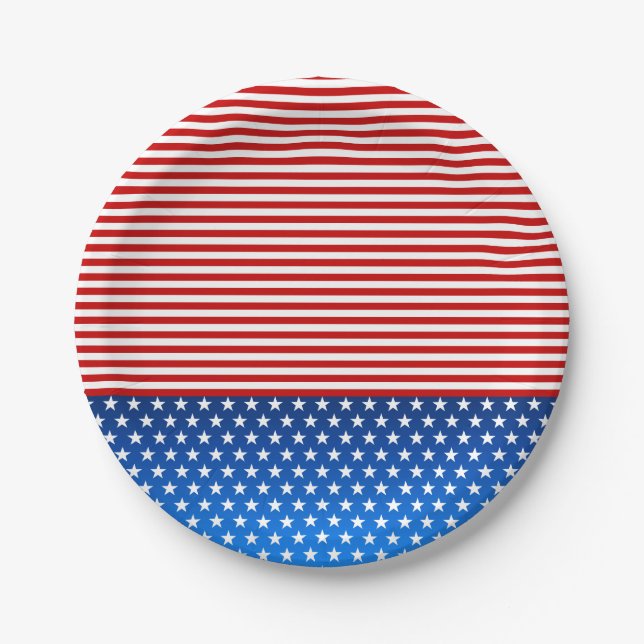 American flag stylized paper plates (Front)