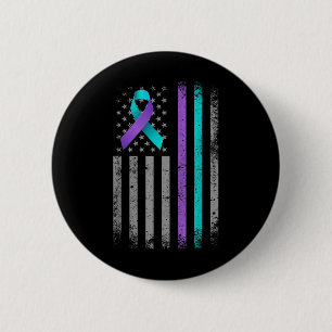 American Flag Suicide Prevention Awareness Ribbon Button