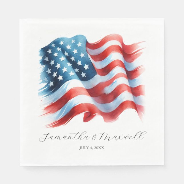 American Flag Summer Party Theme  Napkins (Front)
