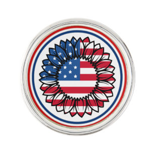 American Flag Sunflower-32222 Lapel Pin
