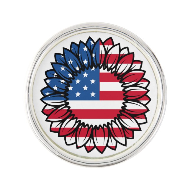 American Flag Sunflower-32222 Lapel Pin (Front)