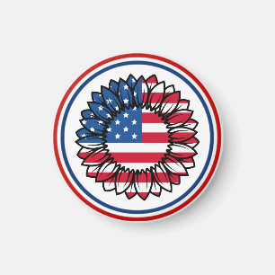 American Flag Sunflower-32222 Magnet