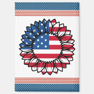 American Flag Sunflower-32222 Magnet