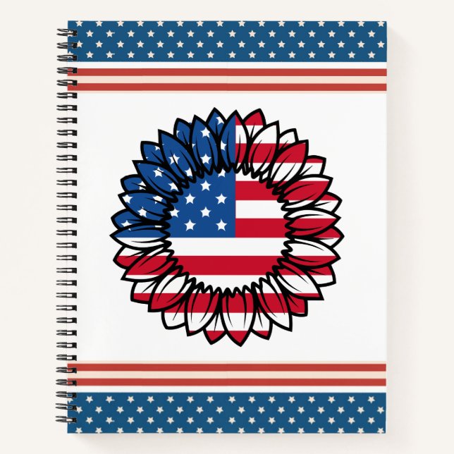 American Flag Sunflower-32222 Notebook (Front)
