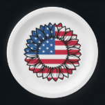 American Flag Sunflower-32222 Paper Plates<br><div class="desc">American Flag Sunflower-32222</div>