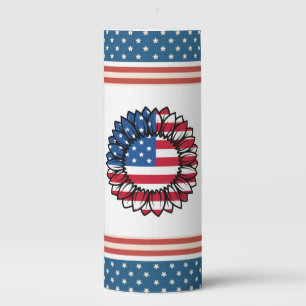 American Flag Sunflower-32222 Pillar Candle
