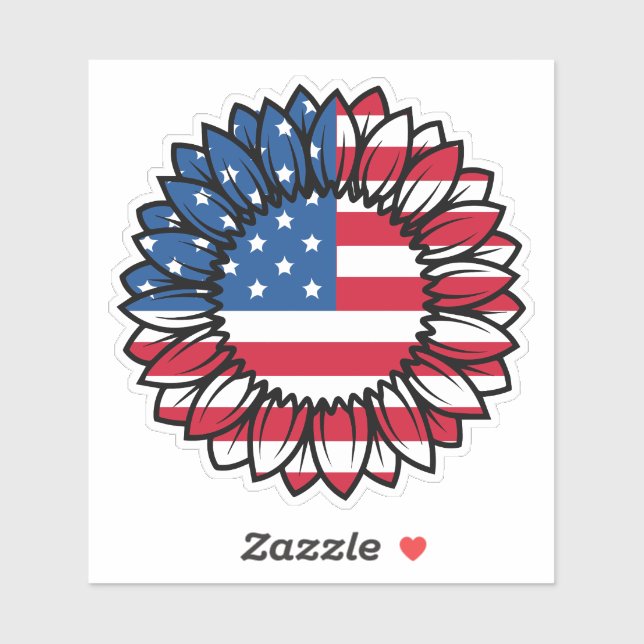 American Flag Sunflower-32222 Sticker (Sheet)