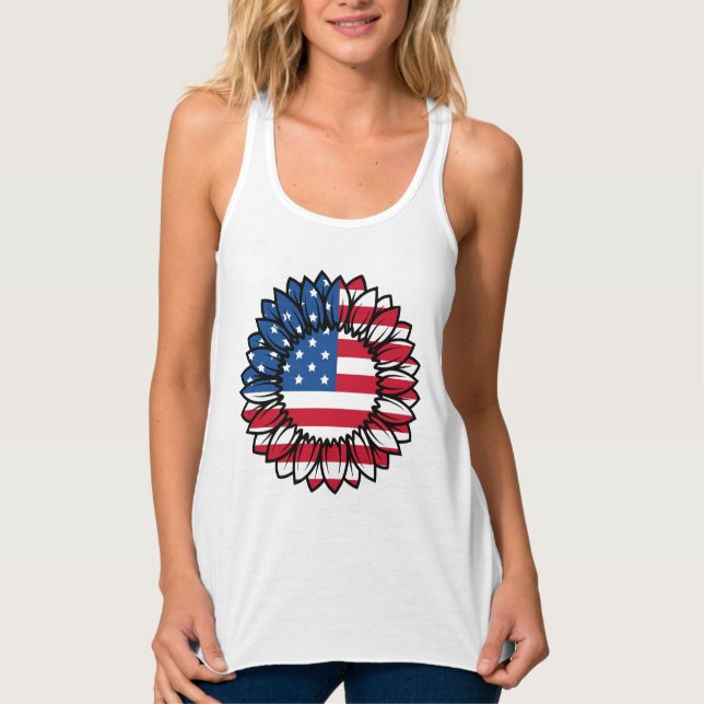 American Flag Sunflower-32222 Tank Top (Front)