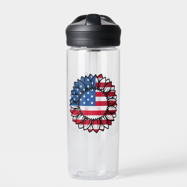 American Flag Sunflower-32222 Water Bottle (Front)