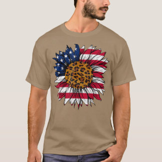 American Flag Sunflower 4th of July Independence U T-Shirt