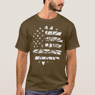 American Flag Sunflower 4th of July T-Shirt