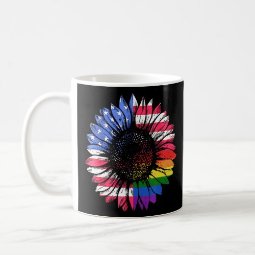 American Flag Sunflower  Coffee Mug