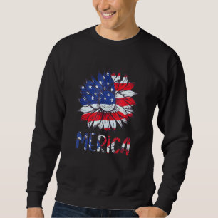 American Flag Sunflower For 4th Of July Sweatshirt