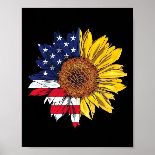 American Flag Sunflower Independence 4th Of July P Poster (Front)