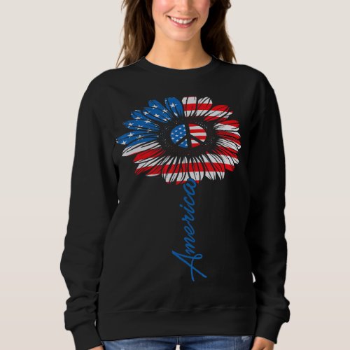 American Flag Sunflower Independence Day July 4th Sweatshirt