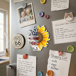 American flag sunflower magnet