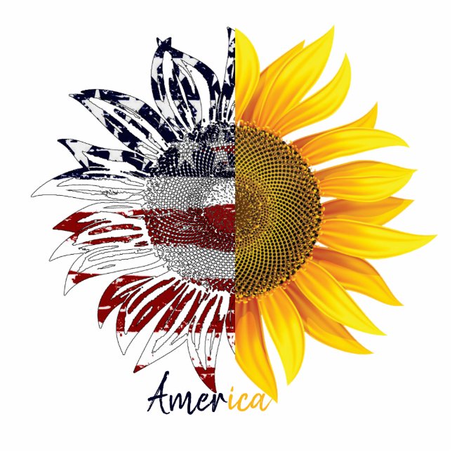 American flag sunflower magnet (Front)