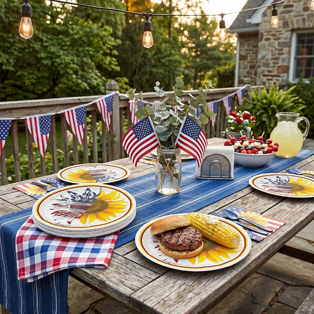 American flag sunflower paper plates (Creator Uploaded)