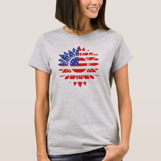 American flag sunflower T-Shirt (Front)