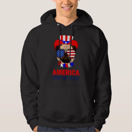 American Flag Sunglasses 4th Of July Cool Pull Dog Hoodie