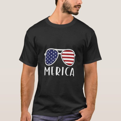 American Flag Sunglasses 4th Of July USA Patriotic T_Shirt