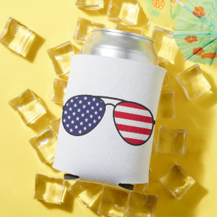 American Flag Sunglasses Can Cooler