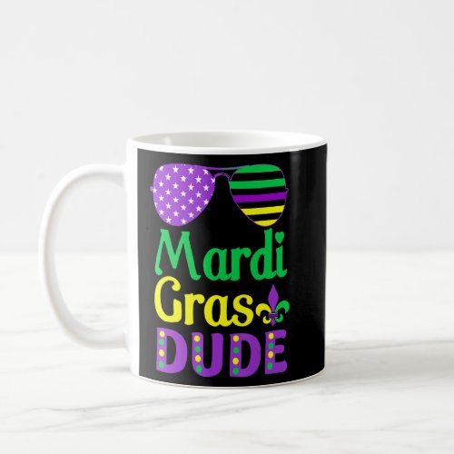 American Flag Sunglasses Mardi Gras Dude  Coffee Mug